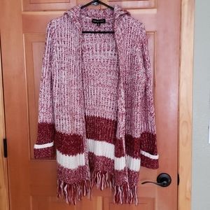 Almost Famous hooded open knit cardigan sweater - size S